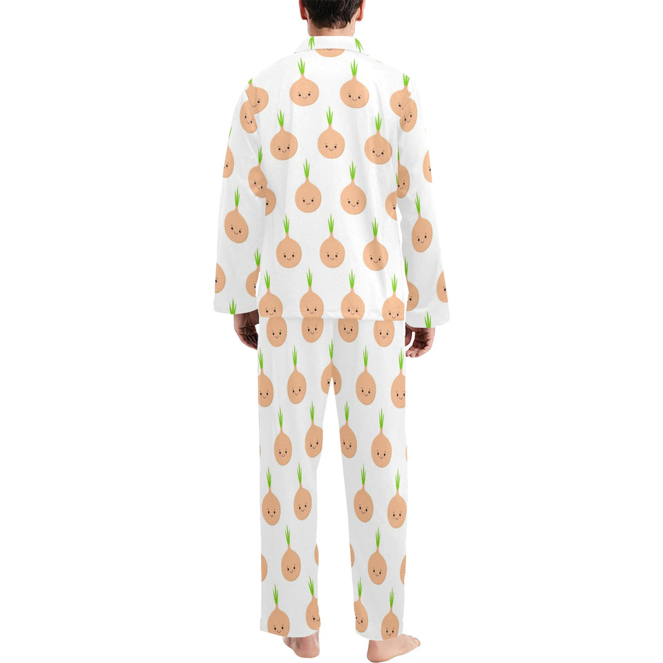 cute onions smiling faces Men's Long Pajama Set