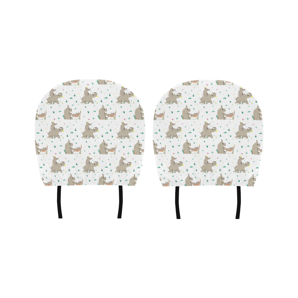 Cute Rhino pattern background Car Headrest Cover