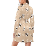 Cute raccoon heart pattern Women's Long Sleeve Belted Night Robe