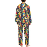 Colorful parrot flower pattern Men's Long Pajama Set