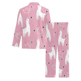 Llama Alpaca pink background Men's Long Pajama Set