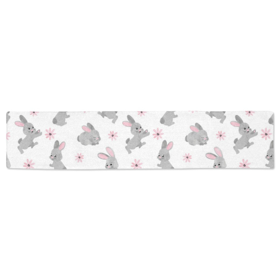 Watercolor cute rabbit pattern Table Runner