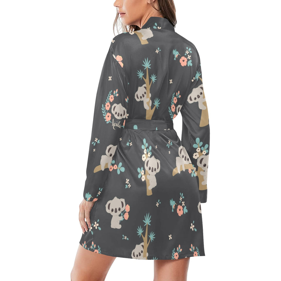 Cute koala pattern Women's Long Sleeve Belted Night Robe