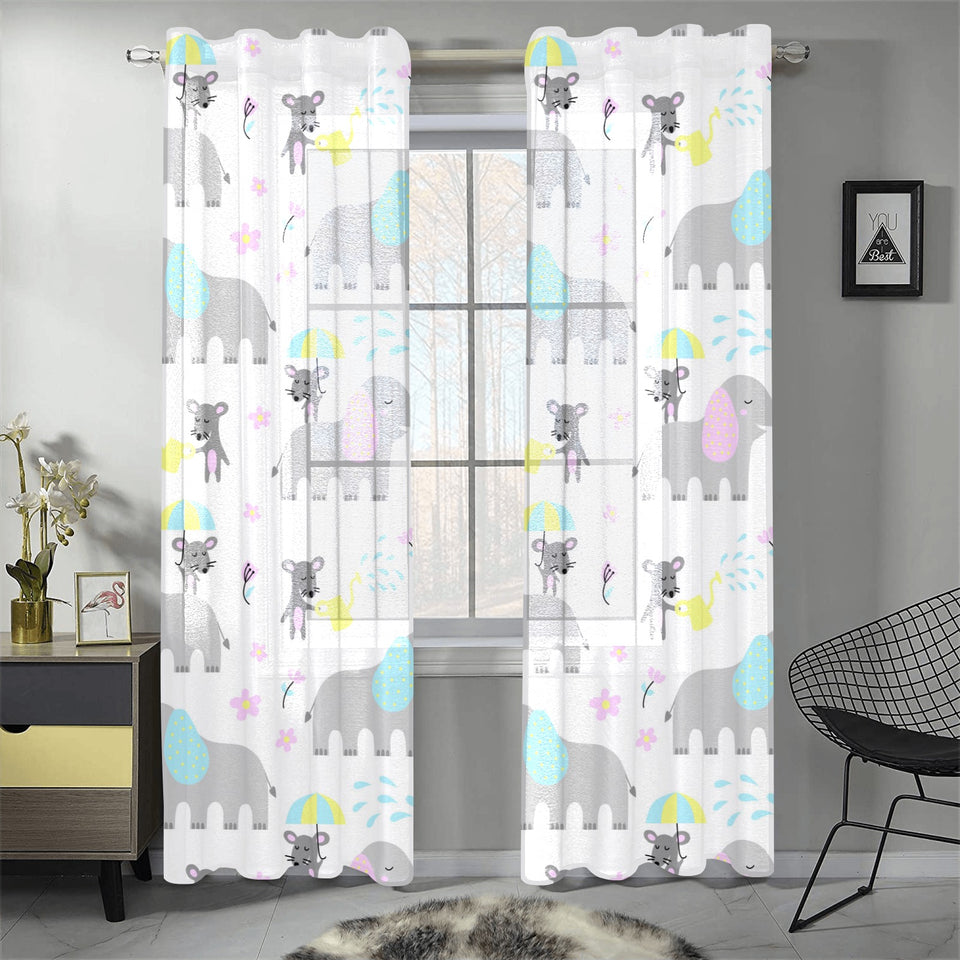 Cute elephant mouse pattern Gauze Curtain