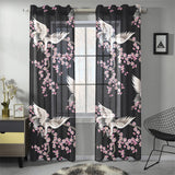 Japanese crane pink sakura pattern Gauze Curtain