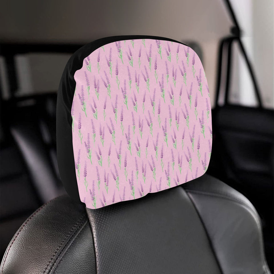 Lavender pattern pink background Car Headrest Cover