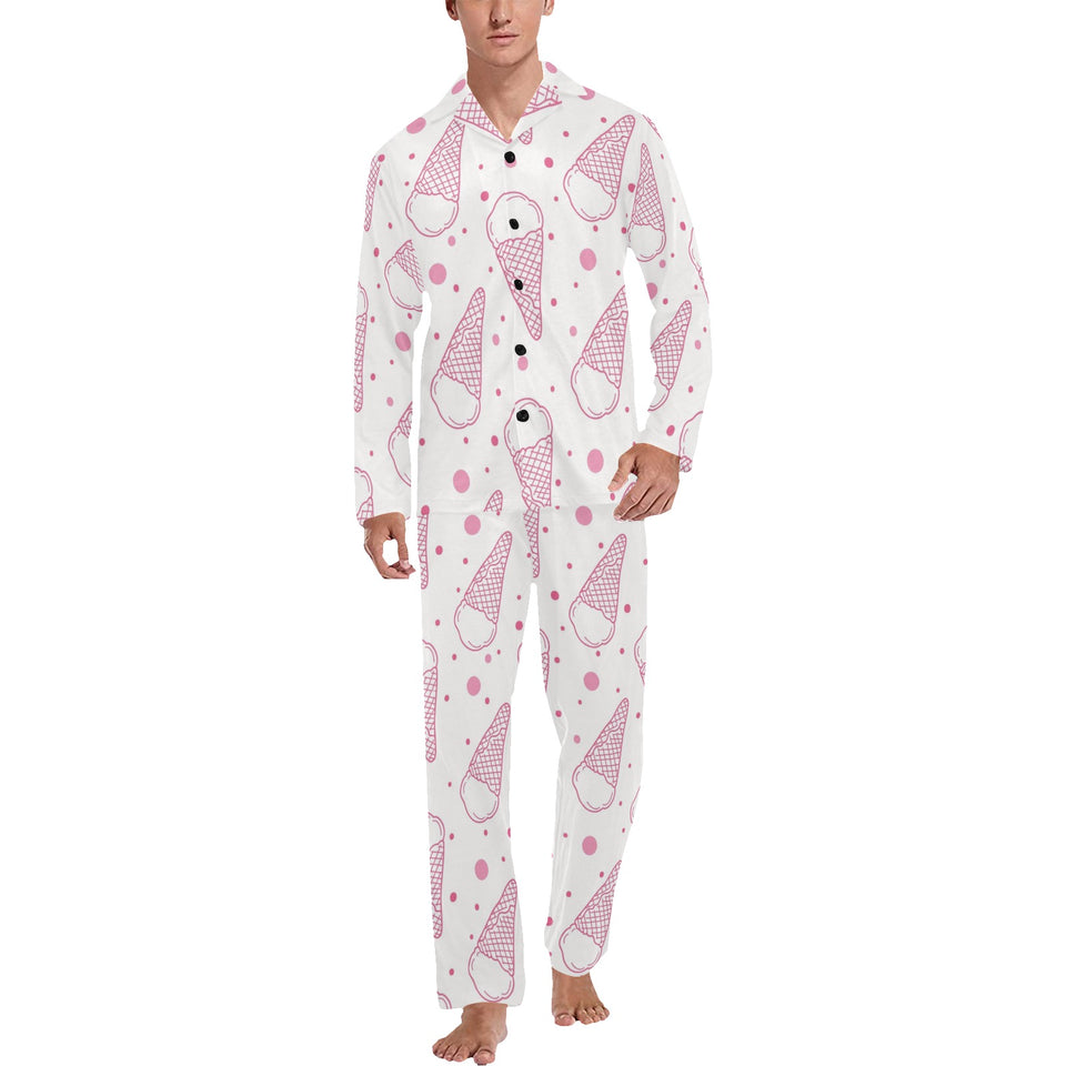 Hand drawn ice cream pattern Men's Long Pajama Set