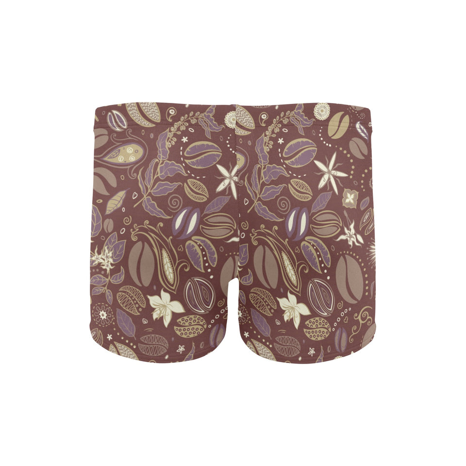 Coffee bean flower pattern Men's Swimming Trunks