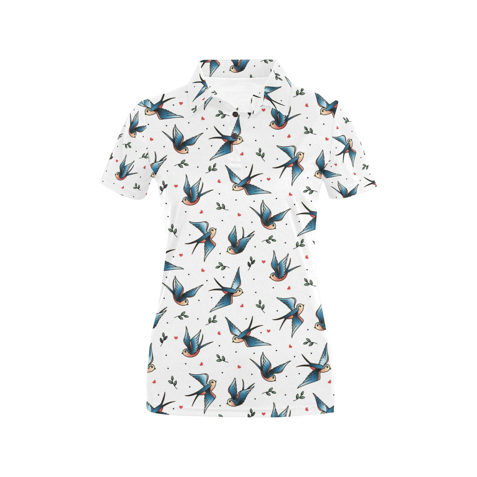 Swallow Pattern Print Design 04 Women's All Over Print Polo Shirt