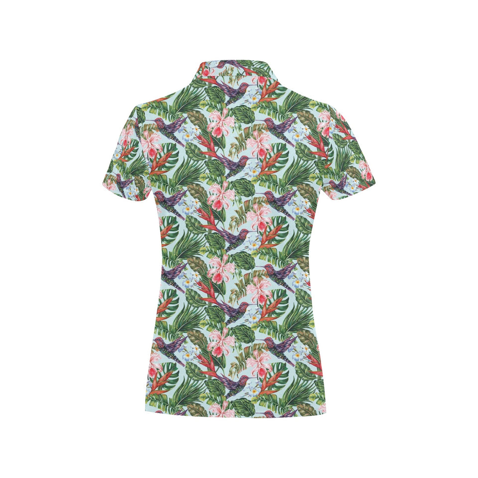 Hummingbird Pattern Print Design 05 Women's All Over Print Polo Shirt