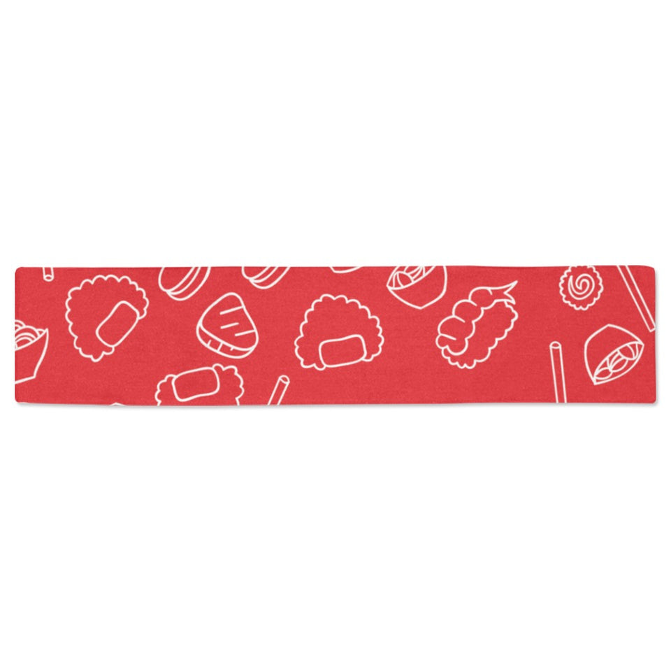 sushi pattern red background Table Runner