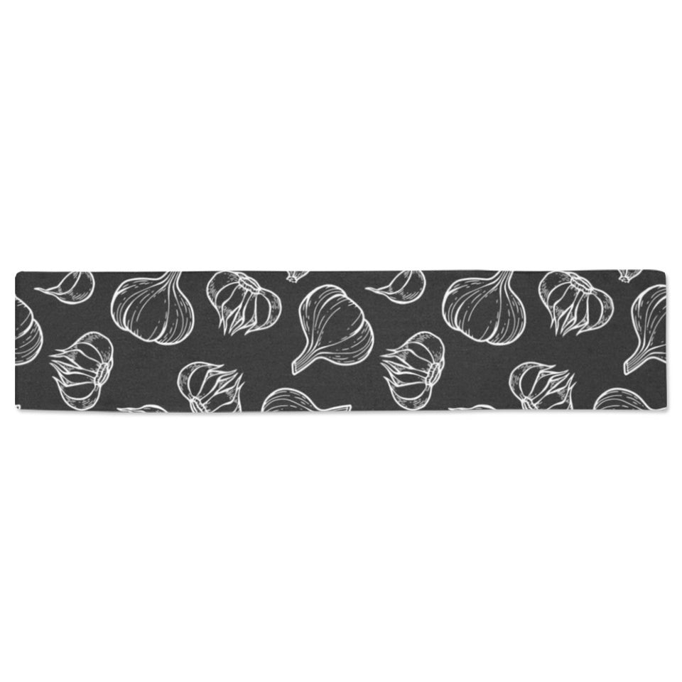 Garlic pattern black background Table Runner