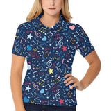 Music Notes Pattern Print Design 03 Women's All Over Print Polo Shirt