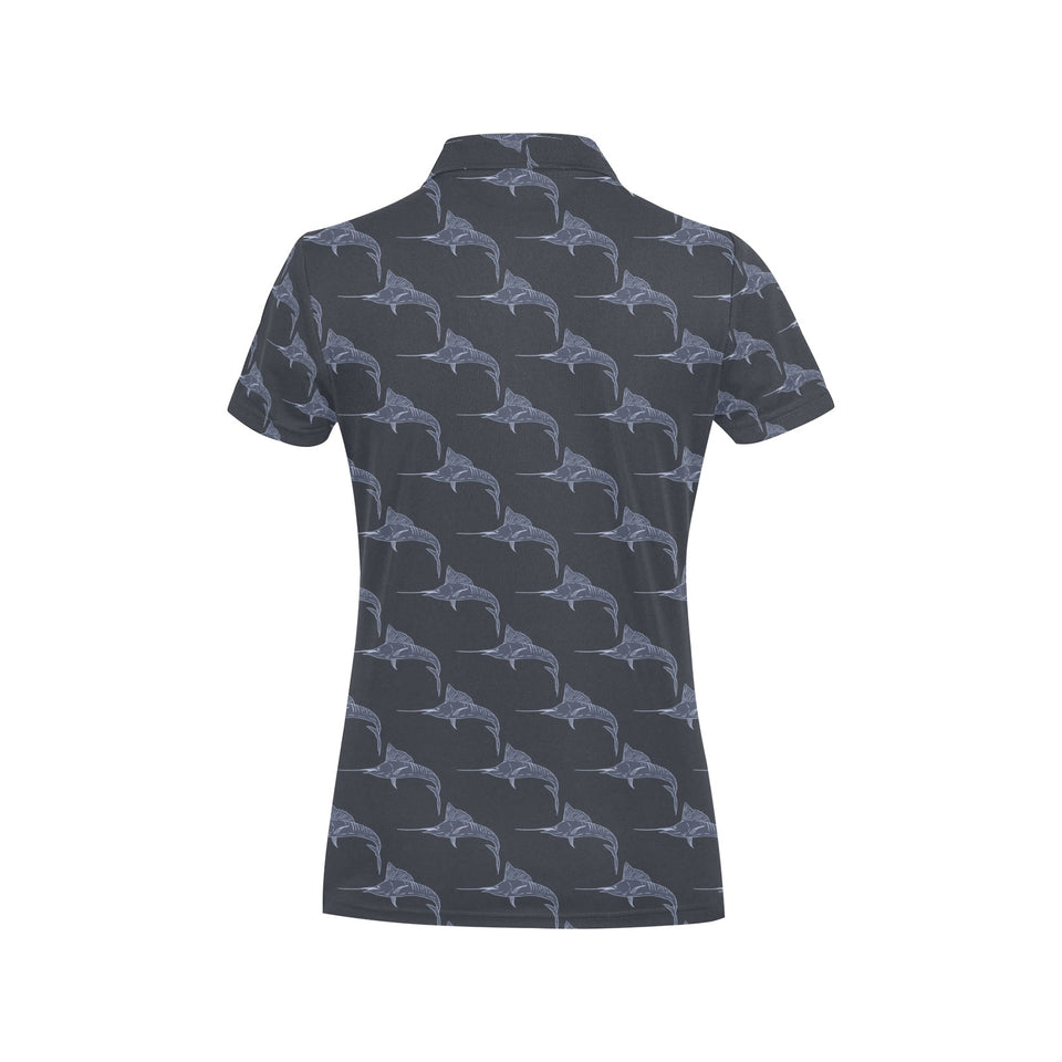 Swordfish Pattern Print Design 03 Women's All Over Print Polo Shirt