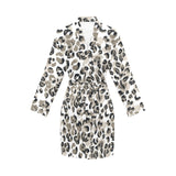 Leopard skin print pattern Women's Long Sleeve Belted Night Robe