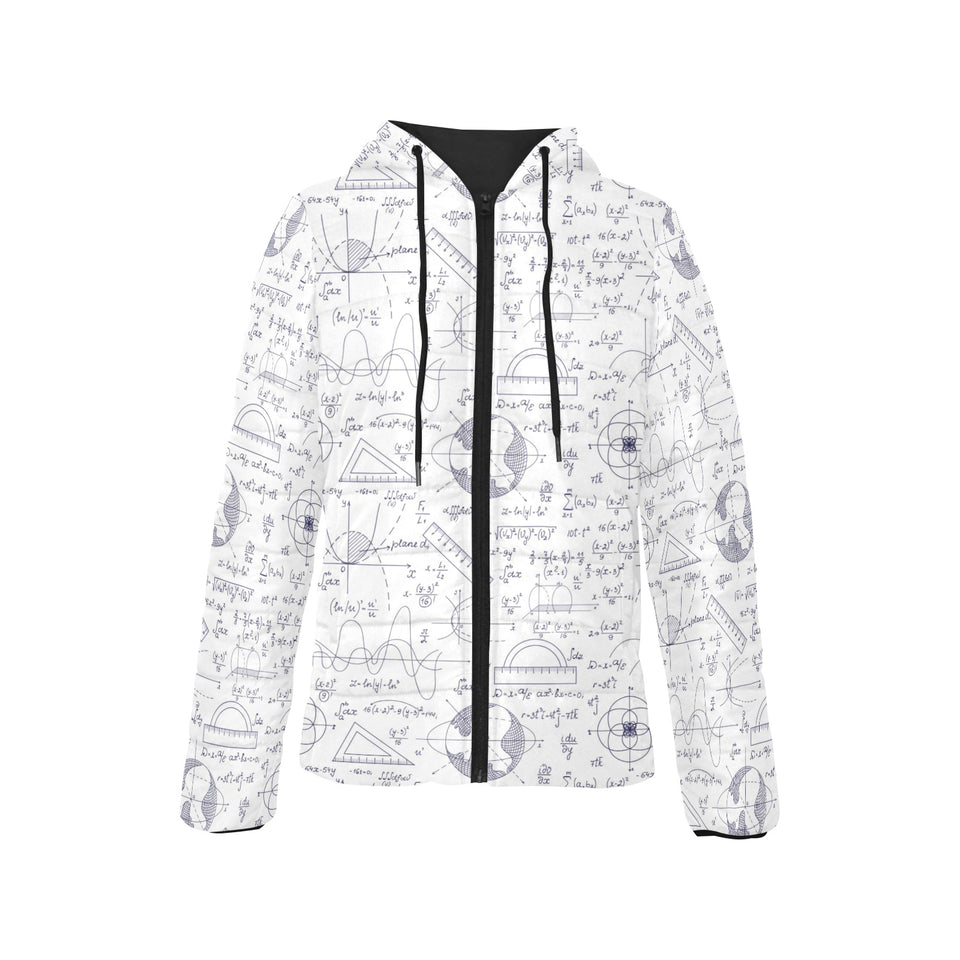 Math Pattern Print Design 03 Women's Padded Hooded Jacket