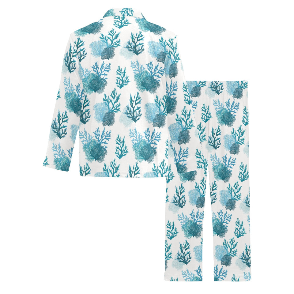 Coral Reef Pattern Print Design 04 Men's Long Pajama Set