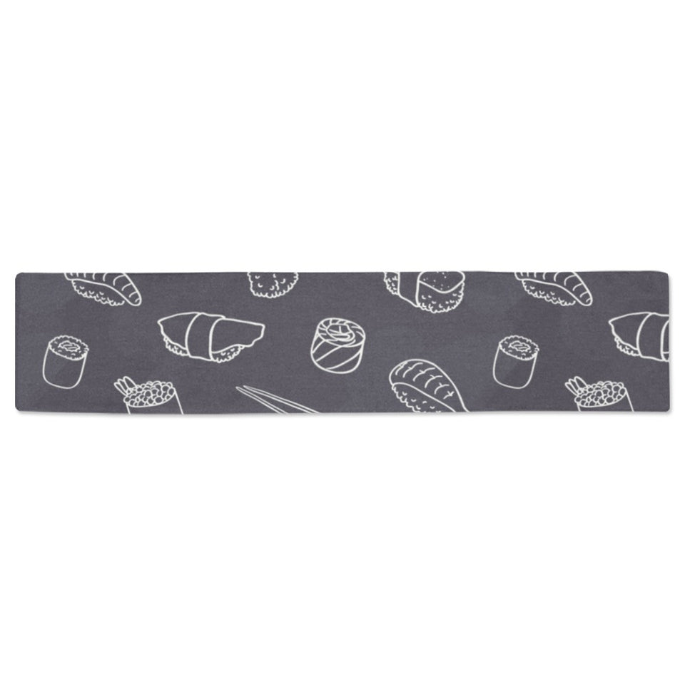 sushi pattern black background Table Runner