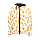 Golden Retriever Pattern Print Design 05 Men's Padded Hooded Jacket