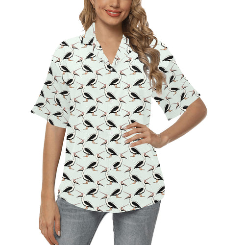 Pelican Pattern Print Design 02 Women's All Over Print Hawaiian Shirt