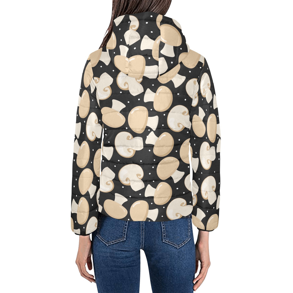 Champignon mushroom pattern Women's Padded Hooded Jacket