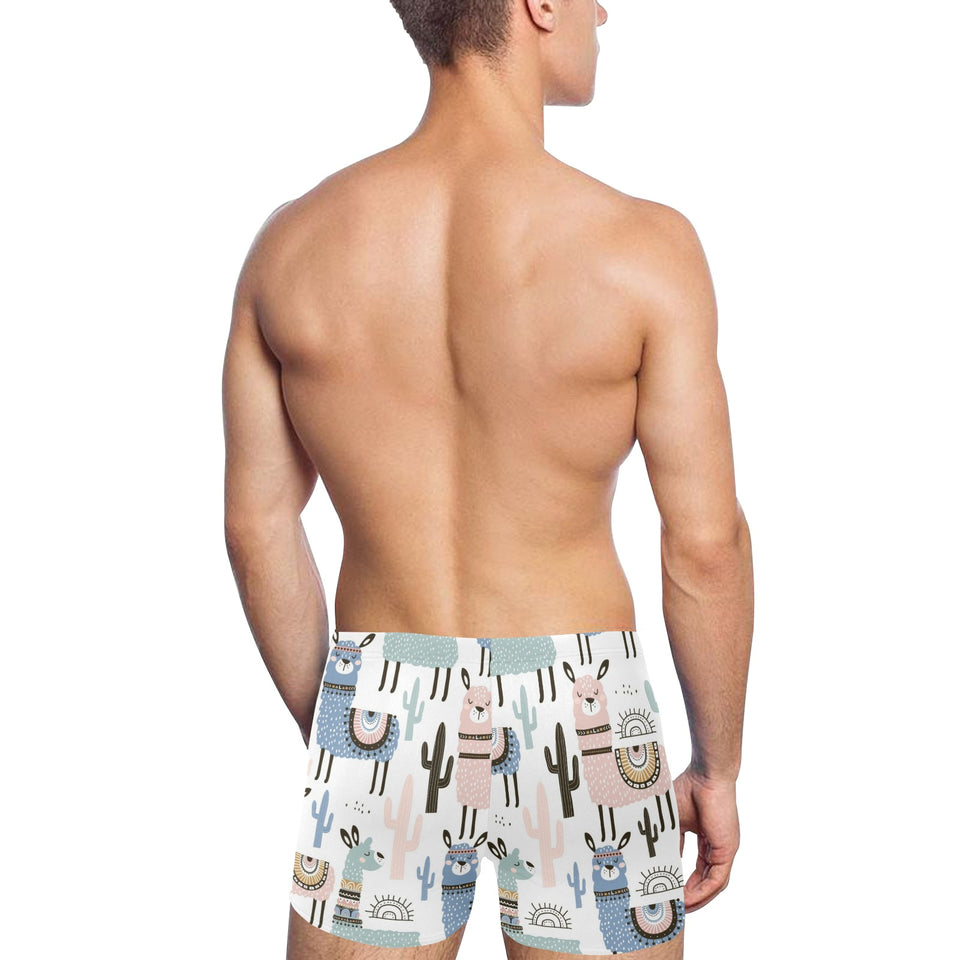 lama Alpaca cactus hand drawn pattern Men's Swimming Trunks
