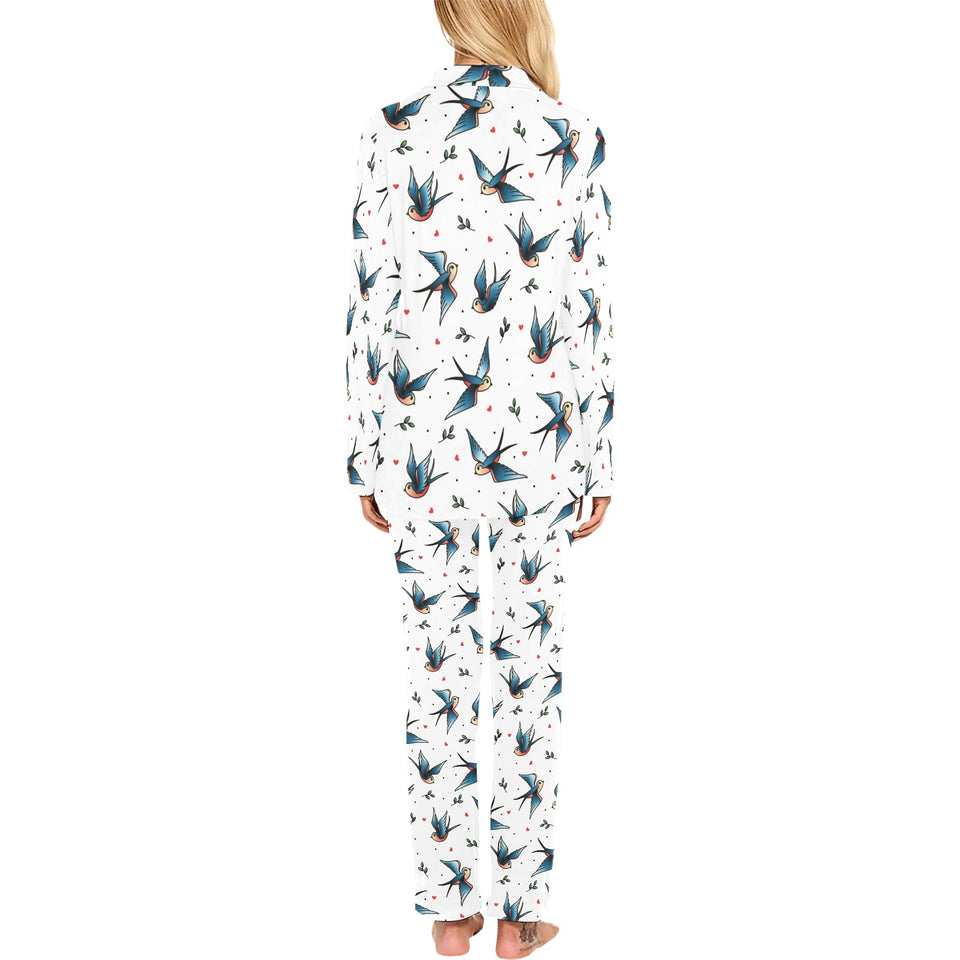 Swallow Pattern Print Design 04 Women's Long Pajama Set
