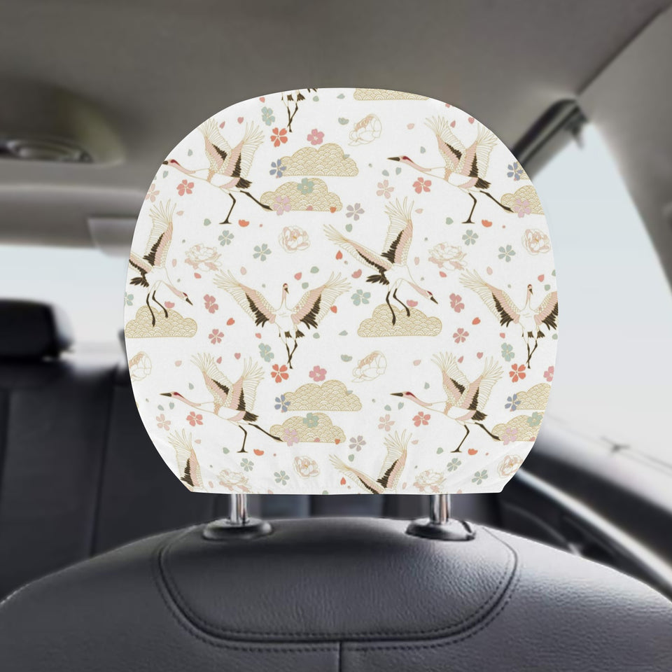 Beautiful Japanese cranes pattern Car Headrest Cover