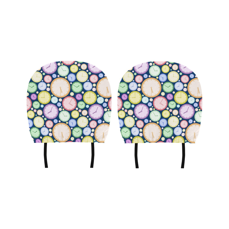 Colorful clock background Car Headrest Cover