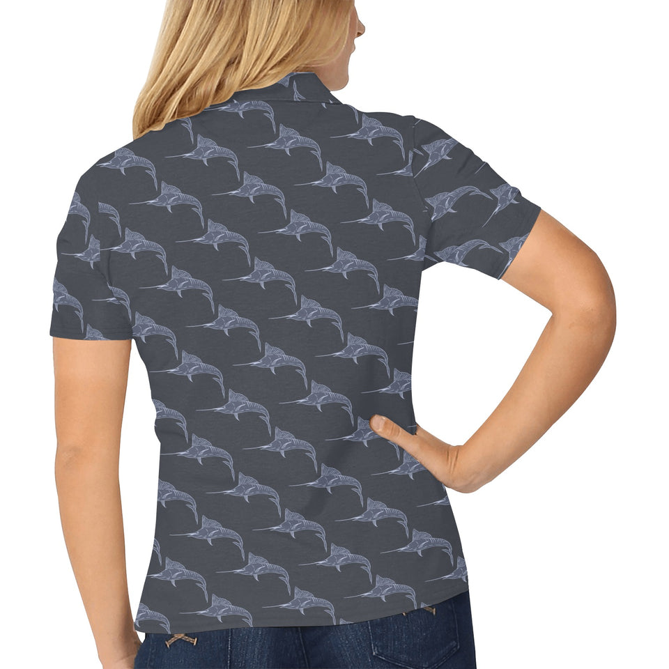 Swordfish Pattern Print Design 03 Women's All Over Print Polo Shirt