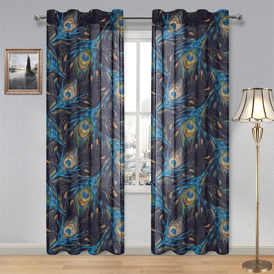 Beautiful peacock feather pattern Gauze Curtain