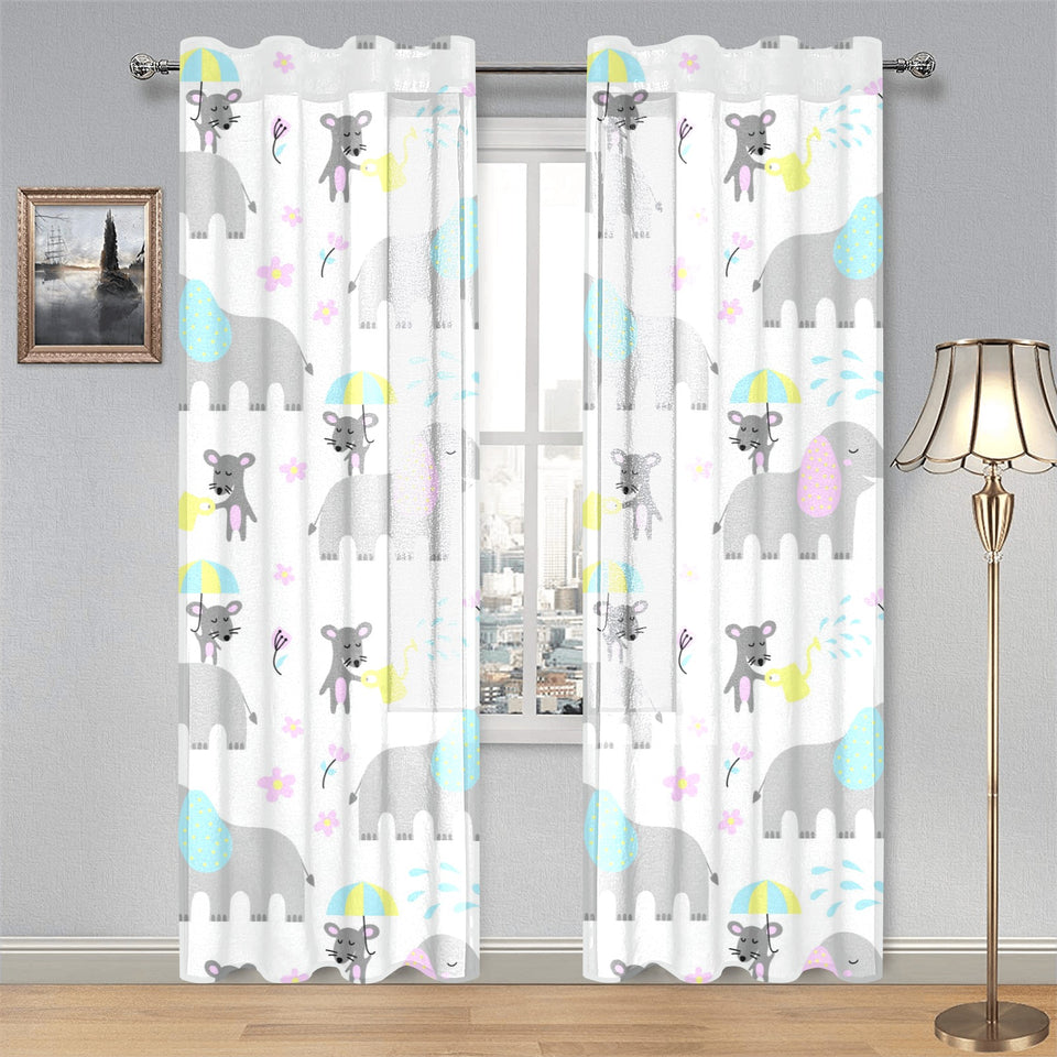 Cute elephant mouse pattern Gauze Curtain