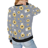 Cute hamster sunflower pattern background Women's Crew Neck Sweatshirt