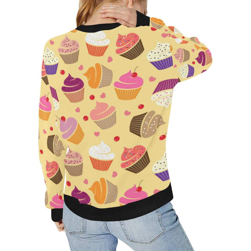cake cupcake heart cherry pattern Women's Crew Neck Sweatshirt