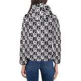 Music Notes Pattern Print Design 01 Women's Padded Hooded Jacket