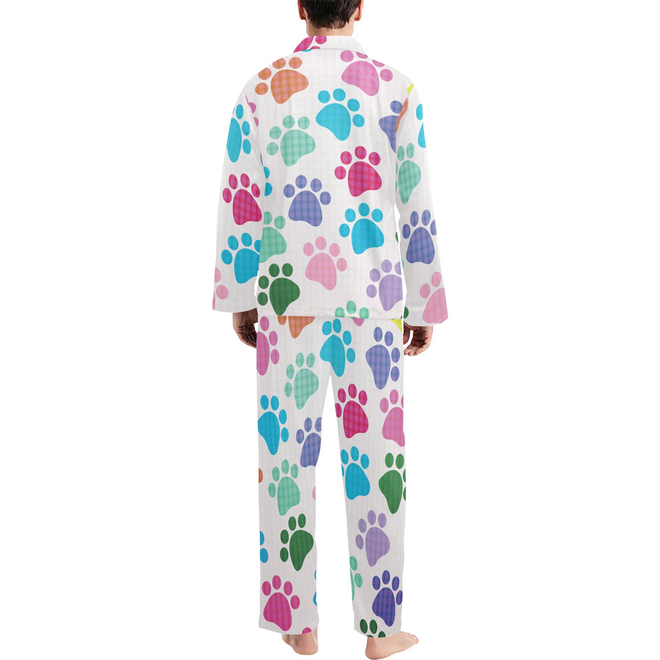 Dog Paws Pattern Print Design 01 Men's Long Pajama Set