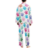 Dog Paws Pattern Print Design 01 Men's Long Pajama Set