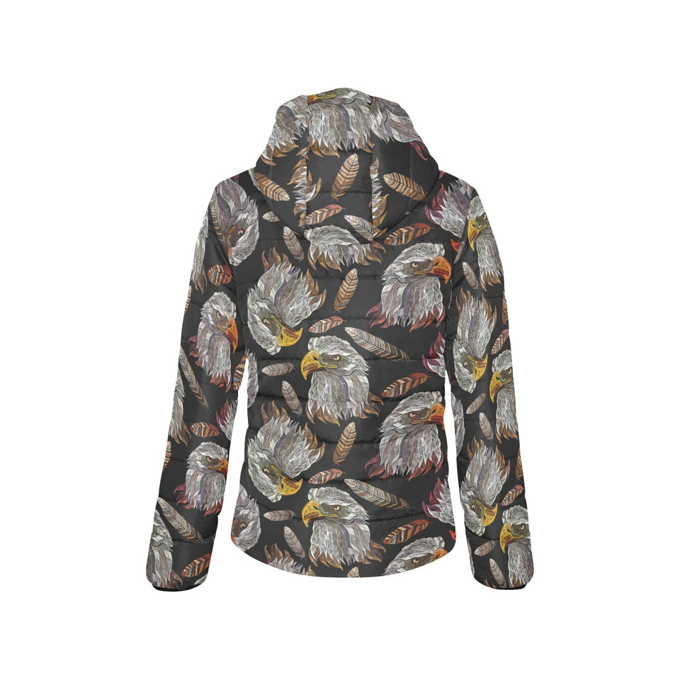 Eagle Pattern Print Design 05 Women's Padded Hooded Jacket