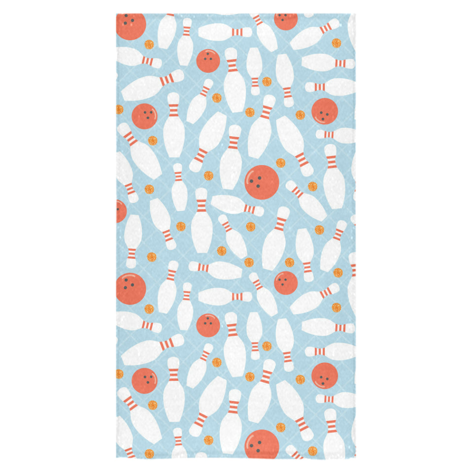 Bowling ball bowling pins blue blackground Bath Towel