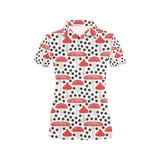 Red mushroom dot pattern Women's All Over Print Polo Shirt