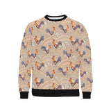 Cute rooster chicken cock floral ornament backgrou Men's Crew Neck Sweatshirt