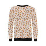 Cute Corgis Pattern pink background Women's Crew Neck Sweatshirt