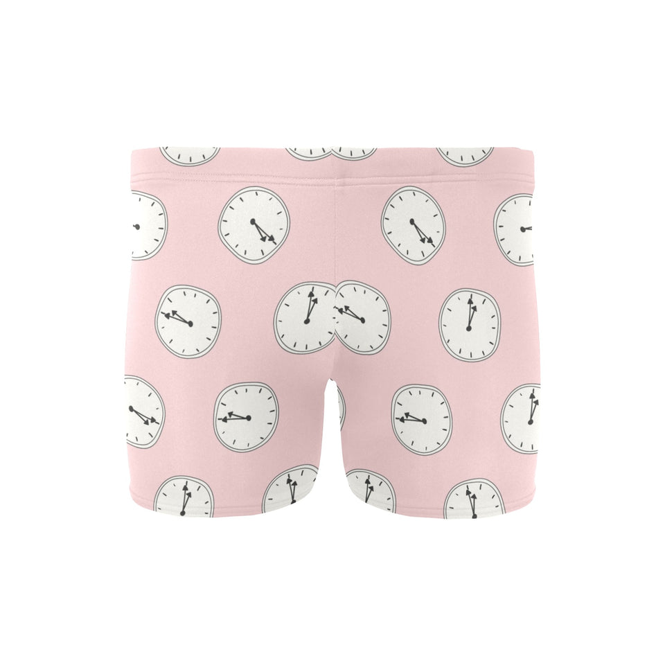 Clock pattern pink blackground Men's Swimming Trunks
