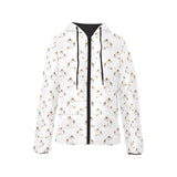 Jack Russel Pattern Print Design 05 Women's Padded Hooded Jacket
