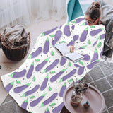 Eggplant Pattern Print Design 05 Blanket Robe with Sleeves