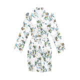 Peacock feather pattern Women's Long Sleeve Belted Night Robe