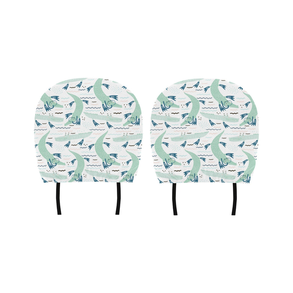 Crocodile diver pattern Car Headrest Cover