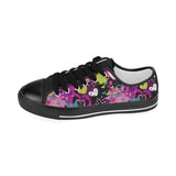 heart dot wave star creative design pattern Kids' Boys' Girls' Low Top Canvas Shoes Black