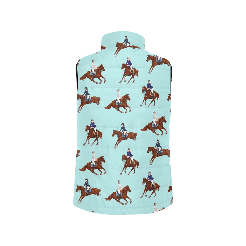 Horses running horses rider pattern Men's Padded Vest