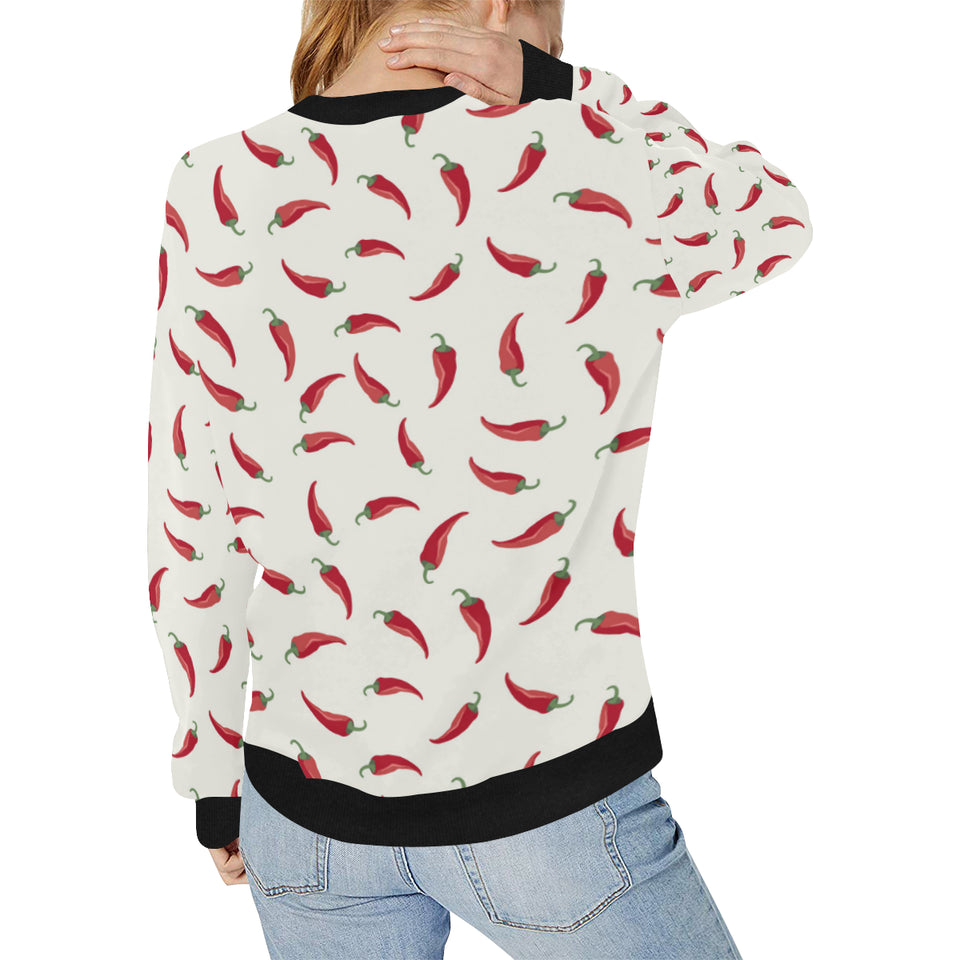 Chili peppers pattern Women's Crew Neck Sweatshirt